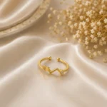 Gold-Tone Heartbeat Ring With Heart Accent