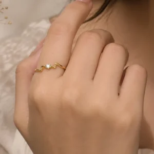Elegant Gold-Tone CZ Wave Ring