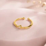 Stylish Gold-Tone ZigZag CZ Ring