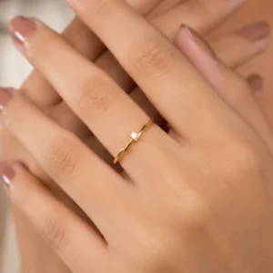Stylish Gold-Tone ZigZag CZ Ring