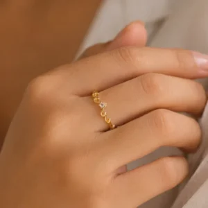 Gold-Tone Cubic Zirconia Double Wave Ring