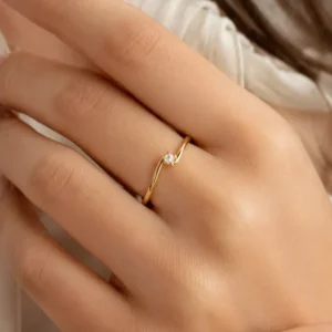 Adjustable Open Band With Cubic Zirconia Ring