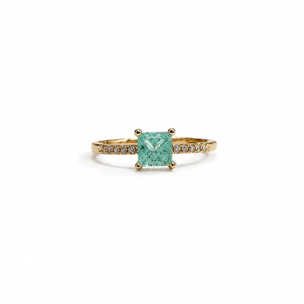 Gold Plated Princess Cut Cubic Zirconia Ring
