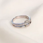 Silver-Tone Bow Knot Cubic Zirconia Ring