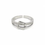 Silver-Tone Bow Knot Cubic Zirconia Ring