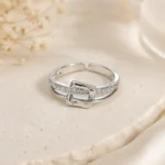 Silver-Tone Bow Knot Cubic Zirconia Ring