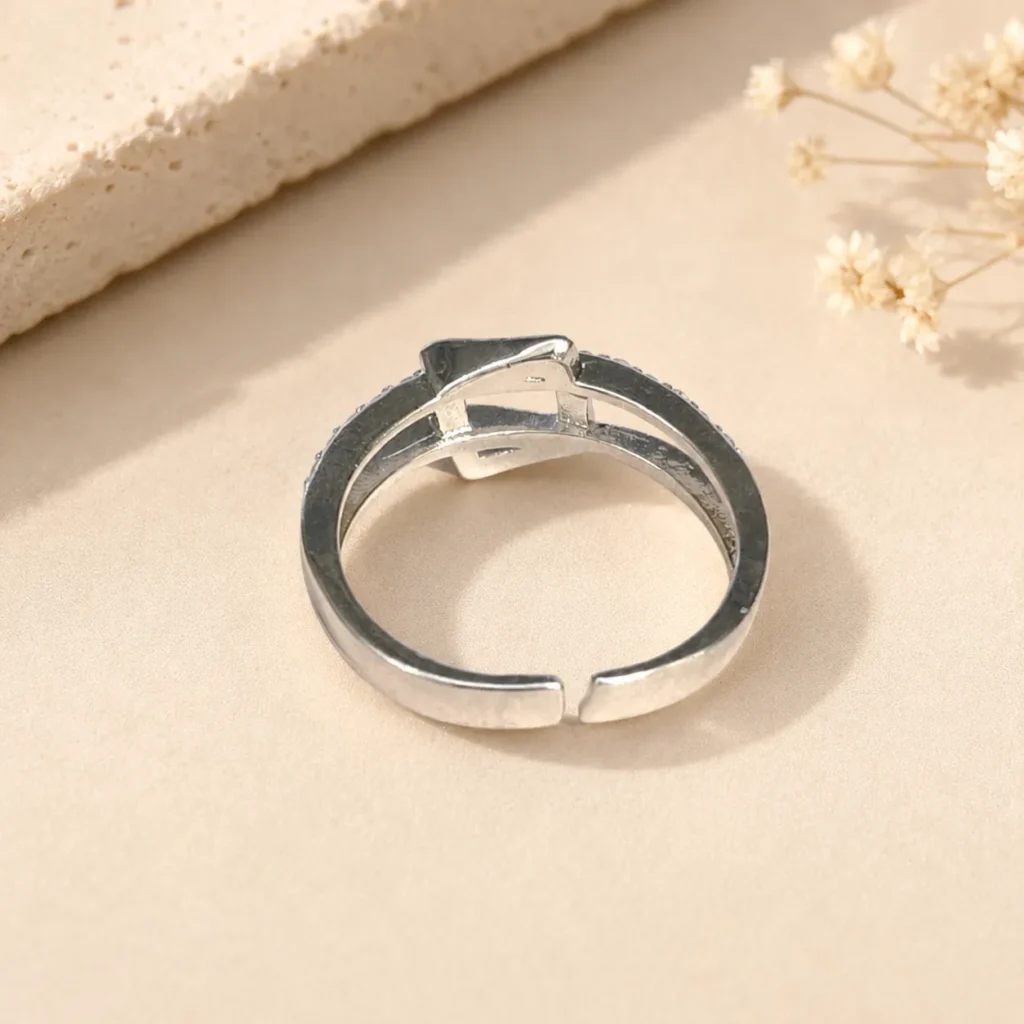 Silver-Tone Bow Knot Cubic Zirconia Ring