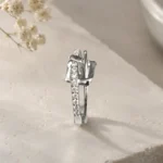 Silver-Tone Bow Knot Cubic Zirconia Ring