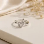Adjustable Cubic Zirconia Heart Ring