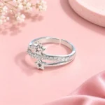 Silver Double Star Adjustable Ring for Women