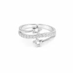 Silver Double Star Adjustable Ring for Women