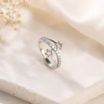 Silver Double Star Adjustable Ring for Women