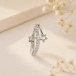 Silver Double Star Adjustable Ring for Women