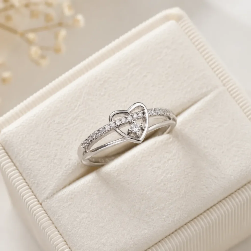 Women's Silver-Tone Heart Adjustable Ring