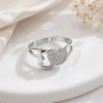 Silver-Tone Double Heart Cubic Zirconia Ring
