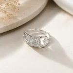Silver-Tone Double Heart Cubic Zirconia Ring
