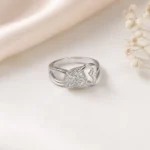 Silver-Tone Double Heart Cubic Zirconia Ring