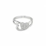 Silver-Tone Double Heart Cubic Zirconia Ring