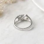 Silver-Tone Double Heart Cubic Zirconia Ring