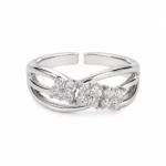 Silver-Tone Floral Cubic Zirconia Ring for Women