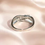 Silver-Tone Floral Cubic Zirconia Ring for Women