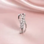Silver-Tone Floral Cubic Zirconia Ring for Women