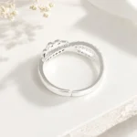 Silver-Tone Leaf Vine Cubic Zirconia Ring