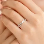Silver-Tone Leaf Vine Cubic Zirconia Ring