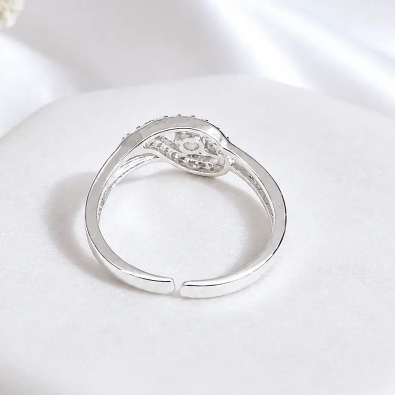 Elegant Silver-Tone Ring with Cubic Zirconia