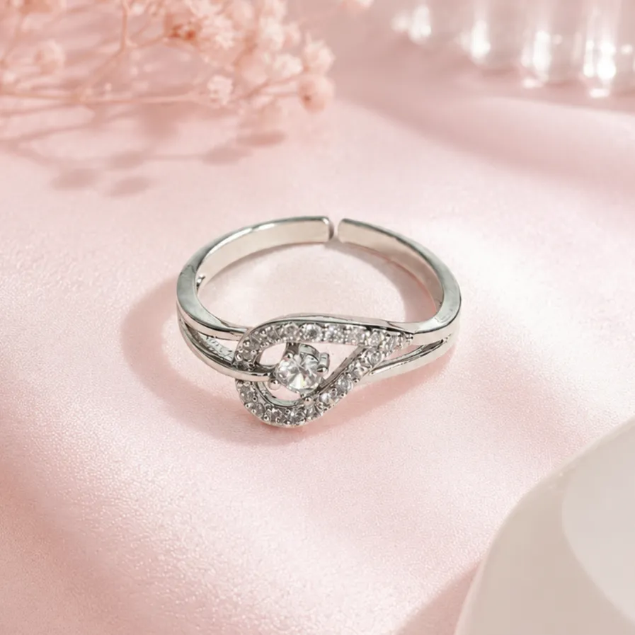 Elegant Silver-Tone Ring with Cubic Zirconia