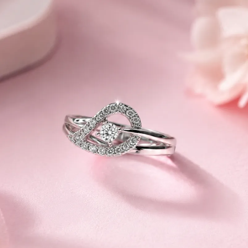 Elegant Silver-Tone Ring with Cubic Zirconia
