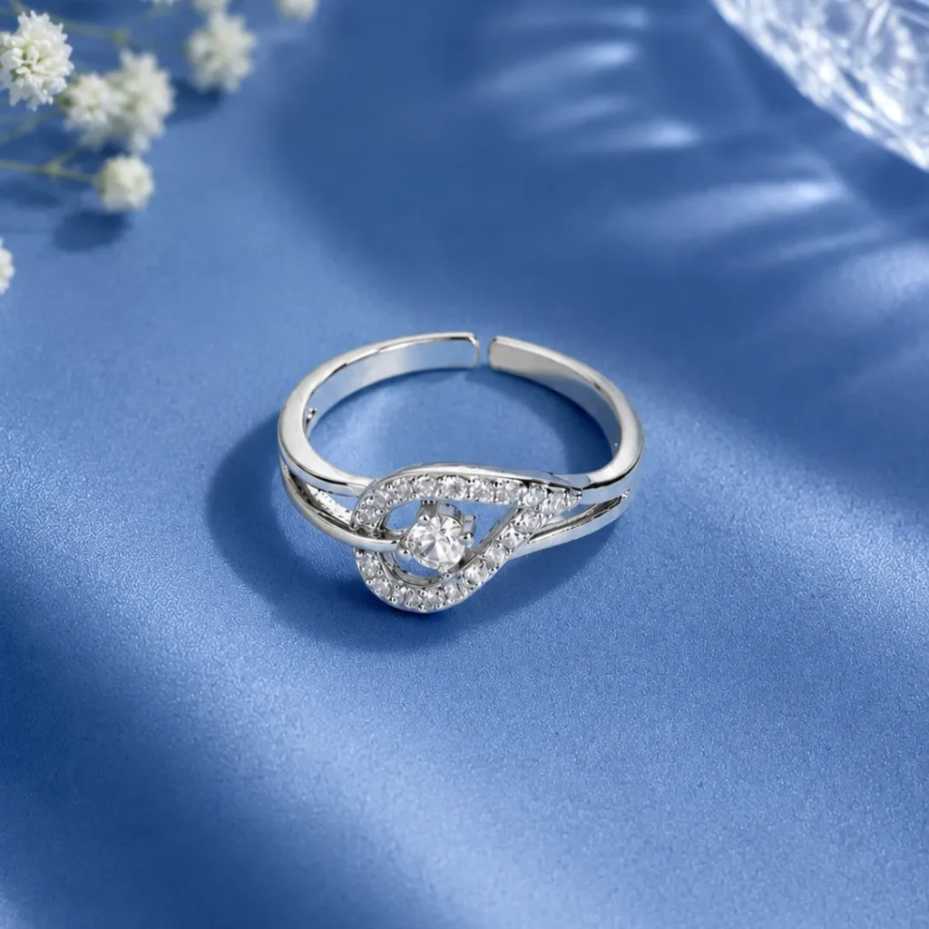 Elegant Silver-Tone Ring with Cubic Zirconia
