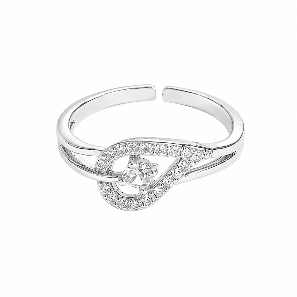 Elegant Silver-Tone Ring with Cubic Zirconia