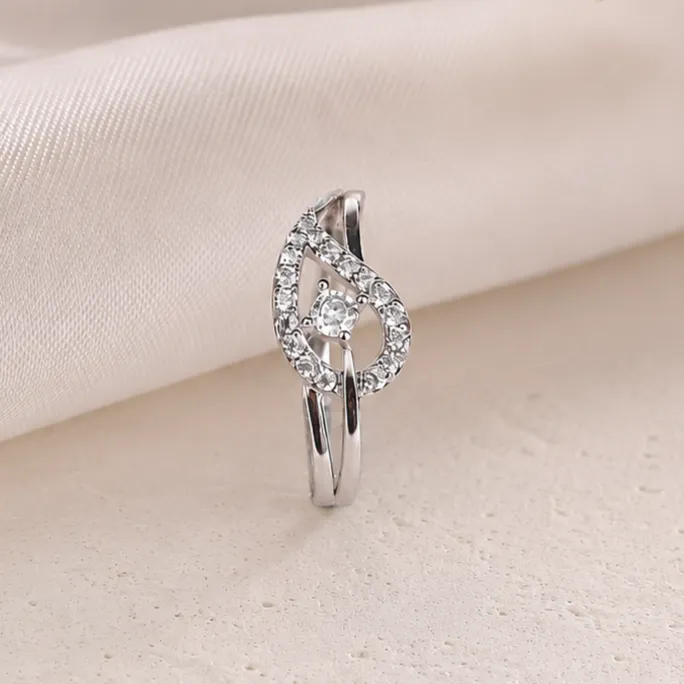Elegant Silver-Tone Ring with Cubic Zirconia