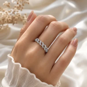 Home Silver-Tone Cubic Zirconia Twisted Infinity Ring