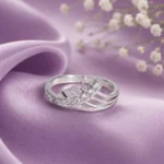Silver-Tone Criss Cross Cubic Zirconia Ring