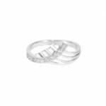 Silver-Tone Criss Cross Cubic Zirconia Ring