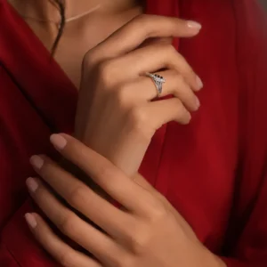Silver-Tone Criss Cross Cubic Zirconia Ring