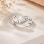 Silver-Tone Criss Cross Cubic Zirconia Ring