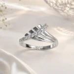 Silver-Tone Criss Cross Cubic Zirconia Ring