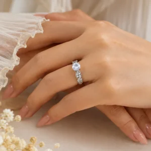 Silver-Tone Cubic Zirconia Adjustable Ring