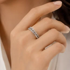 Silver CZ Teardrop Design Ring for Women