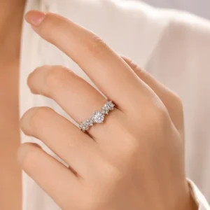 Silver-Tone Triple Cubic Zirconia Stone Ring