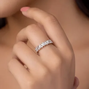 Geometric Cubic Zirconia Stone Design Ring