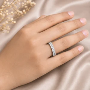 Home Round Cubic Zirconia Silver Band Ring