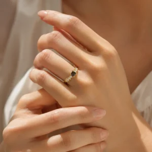 Home Gold-Tone Square Cut Cubic Zirconia Ring
