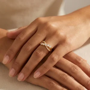 Gold-Tone Five-Stone Cubic Zirconia Ring