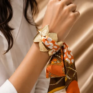 Gold-Tone Satin Scarf Bracelet for Women