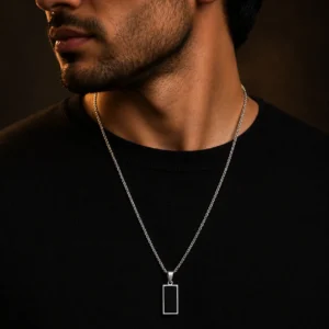 Home Men's Stainless Steel Black Rectangle Pendant
