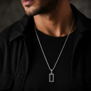 Home Stainless Steel Black Rectangle Geometric Pendant